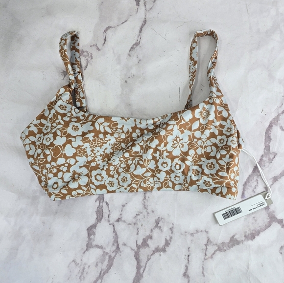 Everlane Swim Top Large Blue Honey Floral Bikini Scoop Neck Nyle Square … - Picture 3 of 15